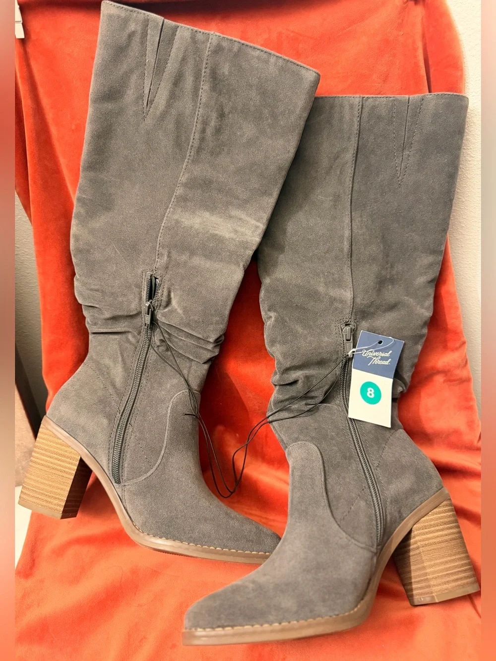 Universal Thread Gray Over-the-Knee Slouch Suede Boots